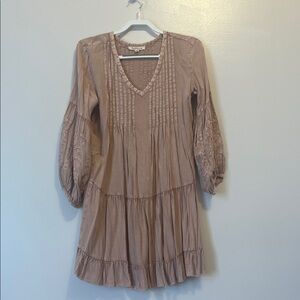 dusty pink quarter Sleeve mini Dress